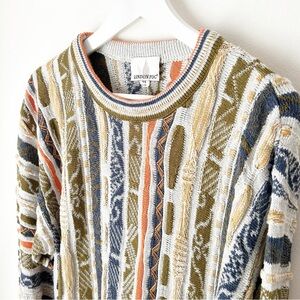 Vintage 90’s London Fog “Coogi” Style Sweater Fall Colorway - 44 Large